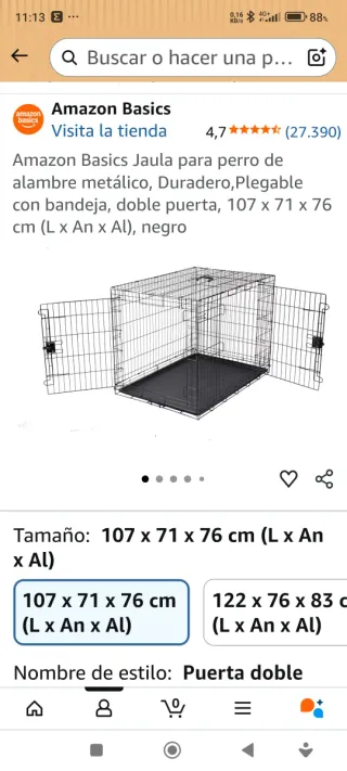 Jaula para perro Amazon Basics negra