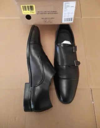 Zign Zapatos Vestir piel Doble Hebilla Talla 44 NU