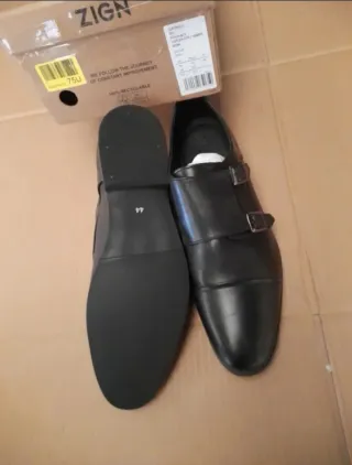 Zign Zapatos Vestir piel Doble Hebilla Talla 44 NU