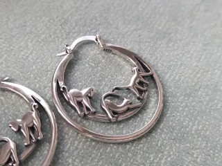 Pendientes aro gatos plata de ley
