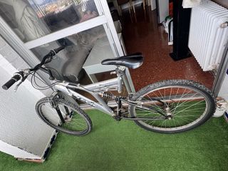 Bicicleta de montaña plateada