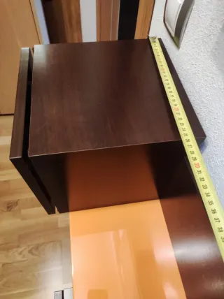 Mueble recibidor wengue y naranja