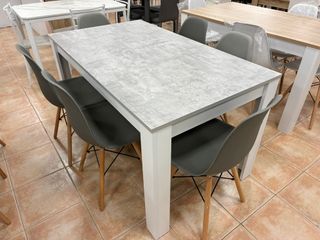 Mesa Comedor Moderna + 6 Sillas Grises