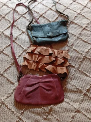 Lote 3 bolsos pequeños cuero
