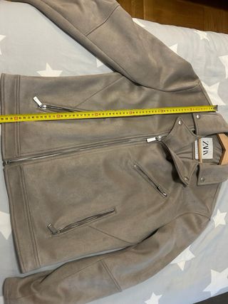 Cazadora Biker Zara Beige/Gris Talla S