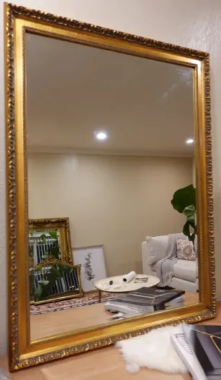 Espejo grande dorado marco tallado