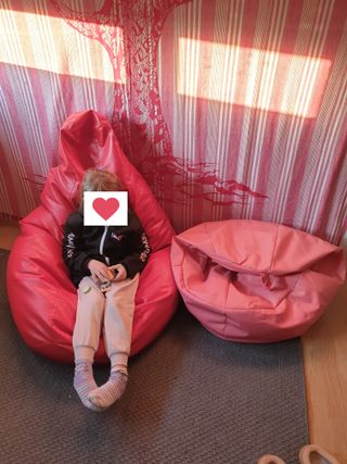 Puff gigante rojo cómodo para salón o relax