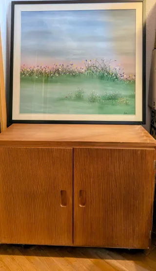 Estantería de pino y mueble TV