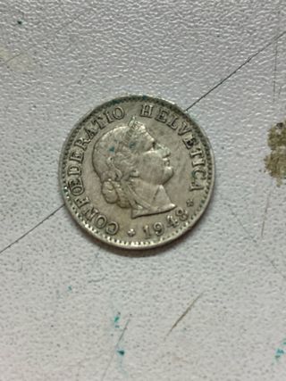 Moneda 5 Rappen Suiza 1948