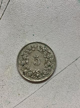 Moneda 5 Rappen Suiza 1948