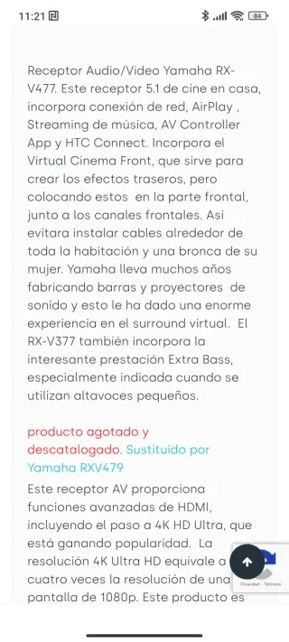 Receptor AV Yamaha RX-V477 Negro