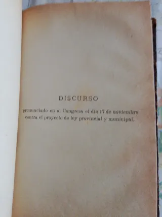 Libro antiguo - Discursos Congreso año 1876-77