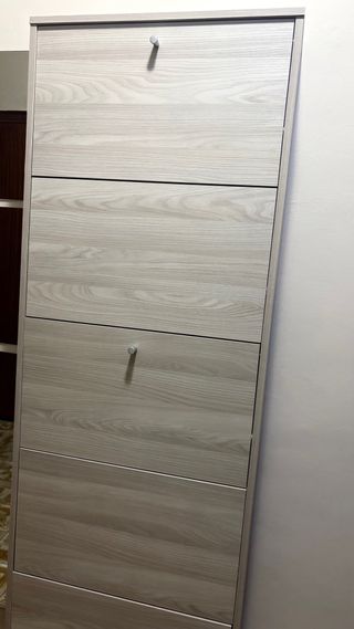 Coppia di scarpiere legno beige/grigio