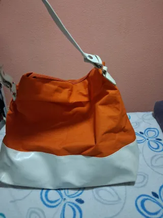 Bolso Lancaster Naranja y Blanco