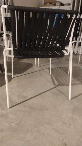 Sillas de exterior metal y tela (4 Uds)