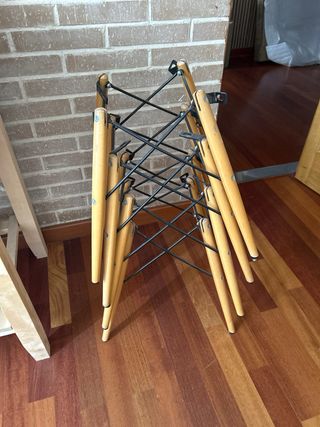 4 Sillas Diseño Nórdico Madera y Blanco