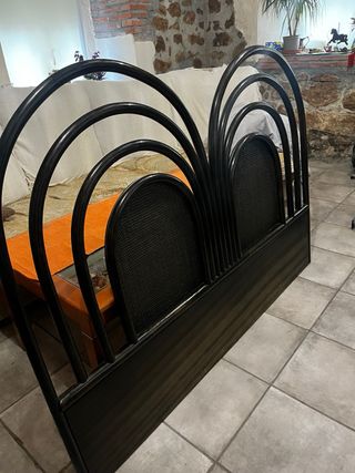 Cabecero Vintage Bambú y Ratán Boho Negro/Marrón