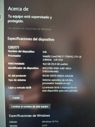Portátil Gaming I7