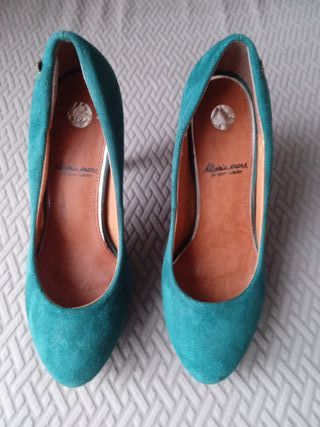 Zapatos de tacón verde azulado talla 39