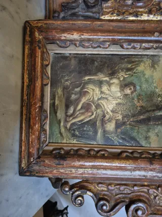 Cuadro antiguo con marco tallado