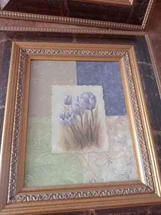 4 Cuadros Decorativos Marrón y Dorado