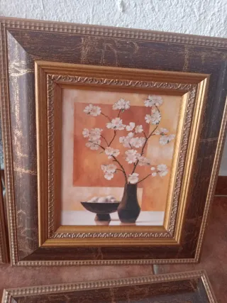 4 Cuadros Decorativos Marrón y Dorado