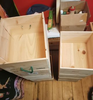 9 cajas madera para estanterías metálicas armarios