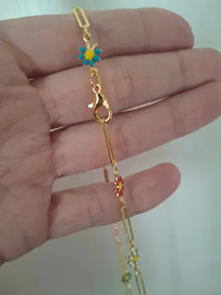 Collana con fiori smaltati oro lunga 1metro