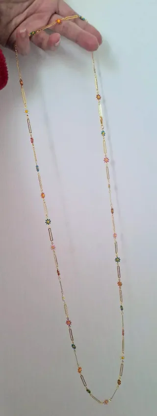 Collana con fiori smaltati oro lunga 1metro
