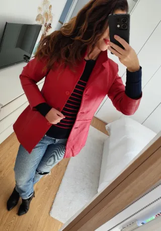 Jersey marinero rayas azul marino y rojo