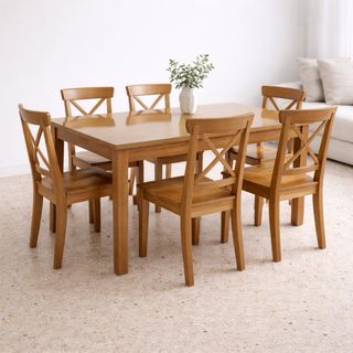 Mesa de comedor madera y cristal IKEA