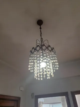 Lámpara colgante vintage cristal y metal