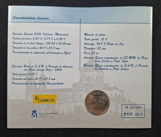 Moneda 12€ Plata 2004 Boda Felipe y Letizia