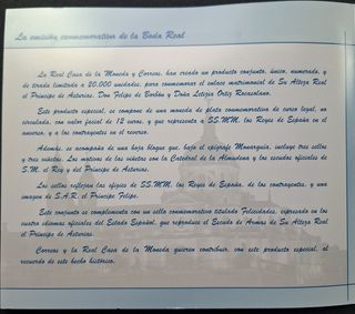 Moneda 12€ Plata 2004 Boda Felipe y Letizia