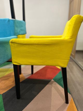 4 Sillones de Tela Azul y Amarillo