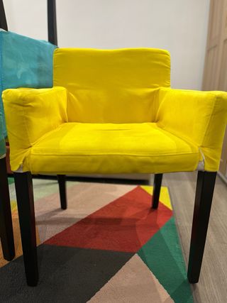 4 Sillones de Tela Azul y Amarillo