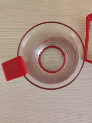 Vasos Duralex Yoplait Transparentes y Rojos