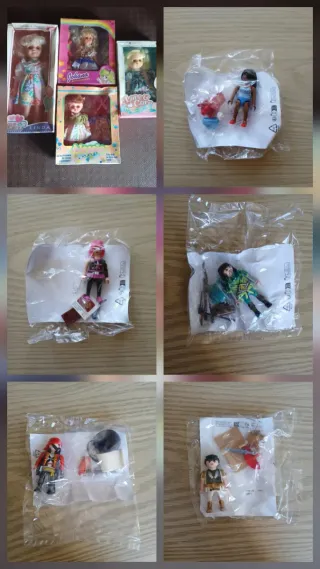 Lote 5 Playmobil y 4 Muñecas
