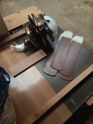 Ventilador techo vintage 5 aspas con luz