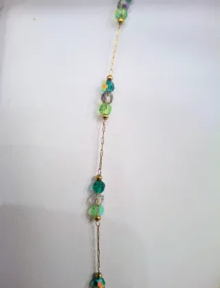 Collana matinee con perle verdi e oro