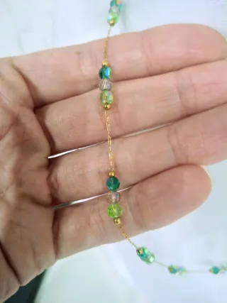 Collana matinee con perle verdi e oro