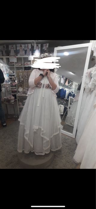 Vestido de comunión blanco y rosa