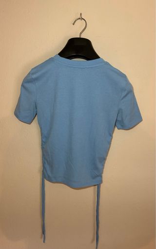 Top Zara Talla S Azul Fruncido