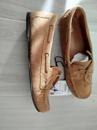 Mocasines Zara ante marrón talla 37