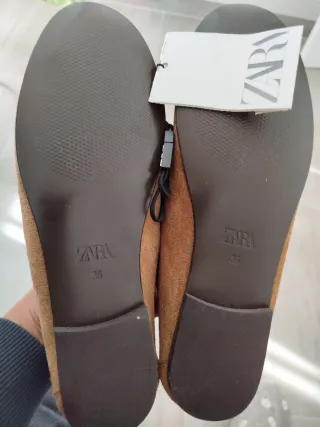 Mocasines Zara ante marrón talla 37