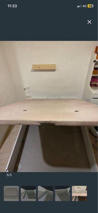 Canapé abatible 150x190 beige y blanco