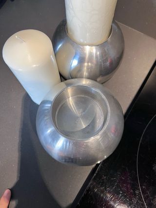 Veleros esfericos de metal plateado