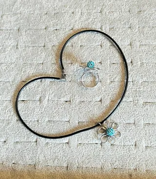Set Anello + Collana Fiore Turchese Argento