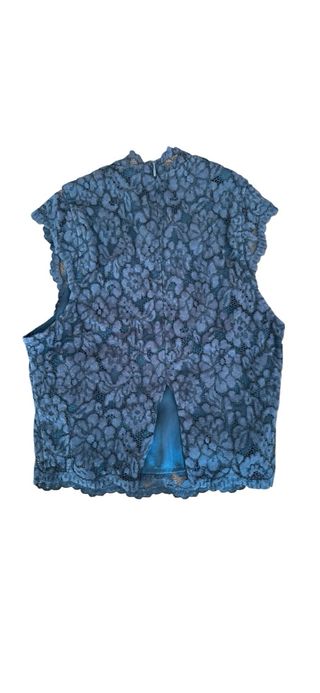 Top Renda Navy Curto Mulher