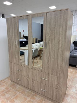 Armario 4 puertas con espejos y cajones